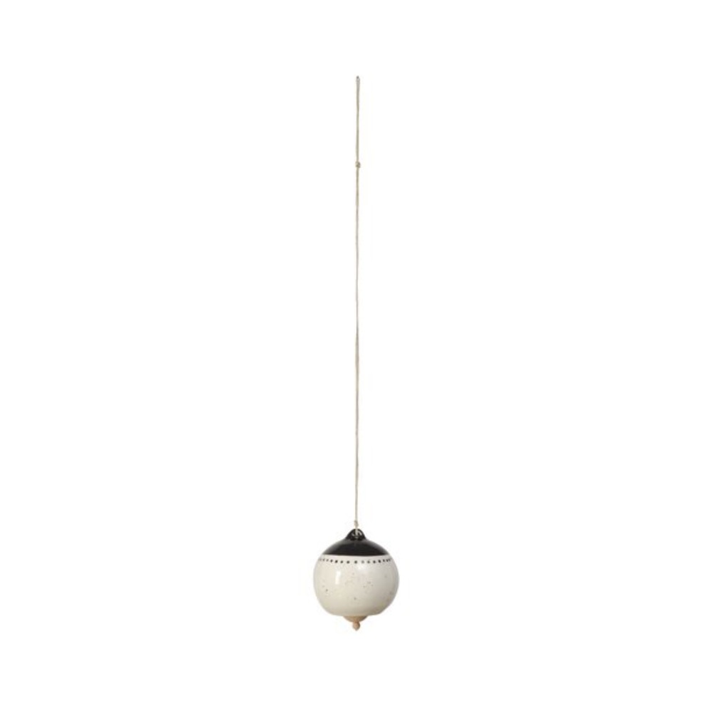 Creative Co-Op Hanging Stoneware Bell Black/White